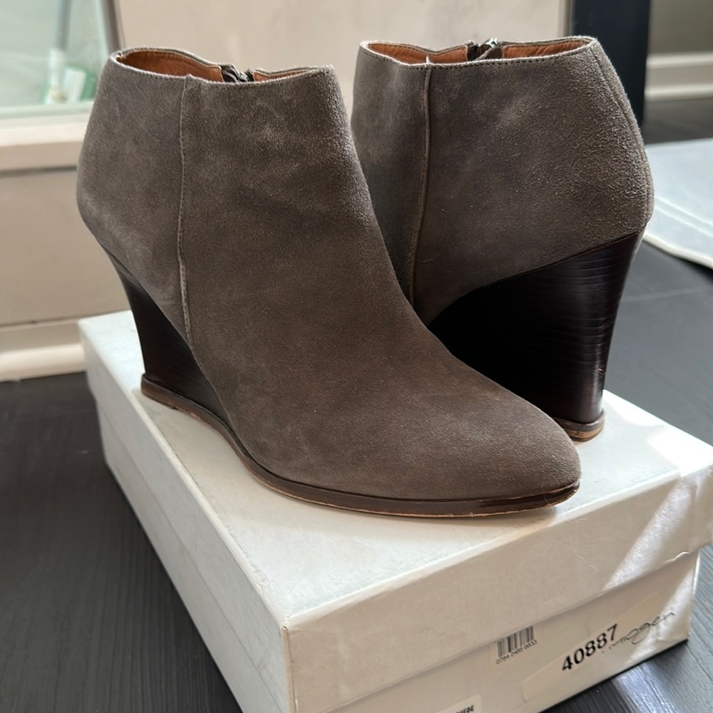Grey suede NordStrom wedge booties
